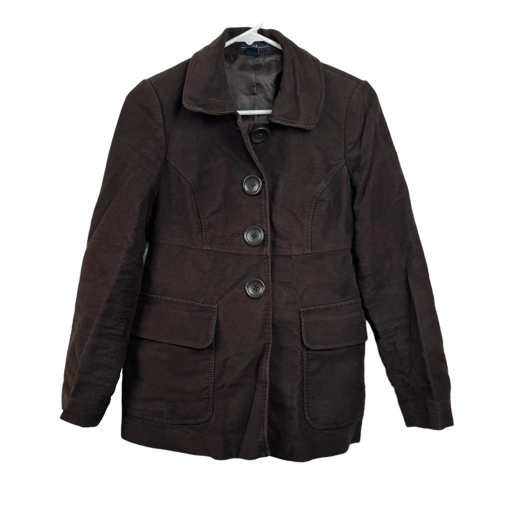 Gap Chocolate Brown Button Up Coat Size XS Cotton